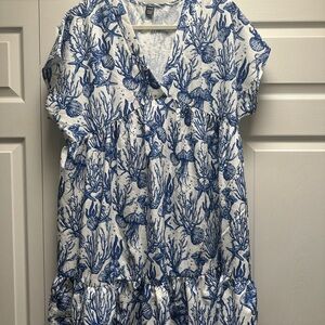 SHEIN Blue and White Patterned Dress
